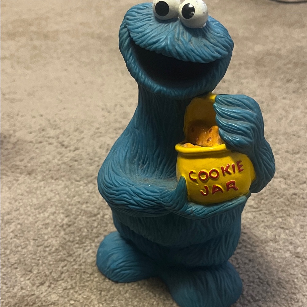 Blue Cookie Monster with Yellow Cookie Jar Coin Bank